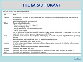 THE IMRAD FORMAT
11
 