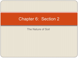 The Nature of Soil Chapter 6:  Section 2 