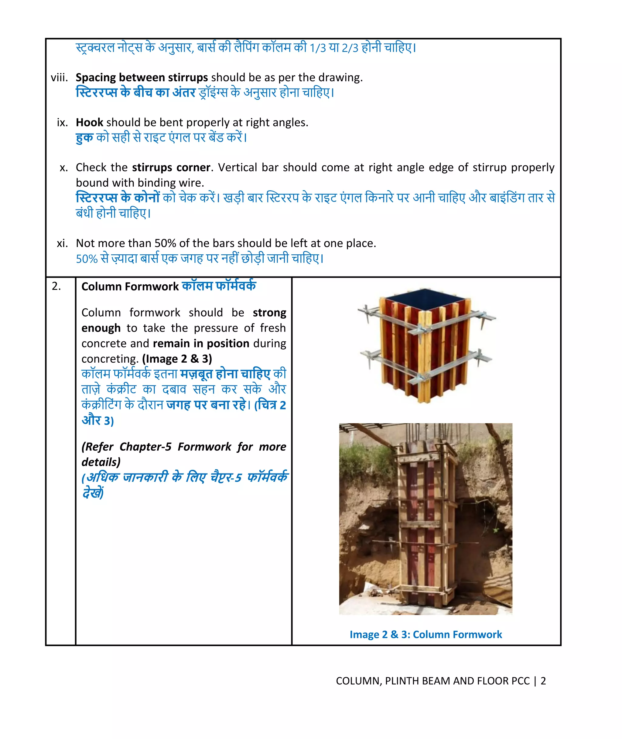 'DRISHTI' Chapter 6: Column, Plinth and Floor P.C.C. (कॉलम, प्लिंथ और ...