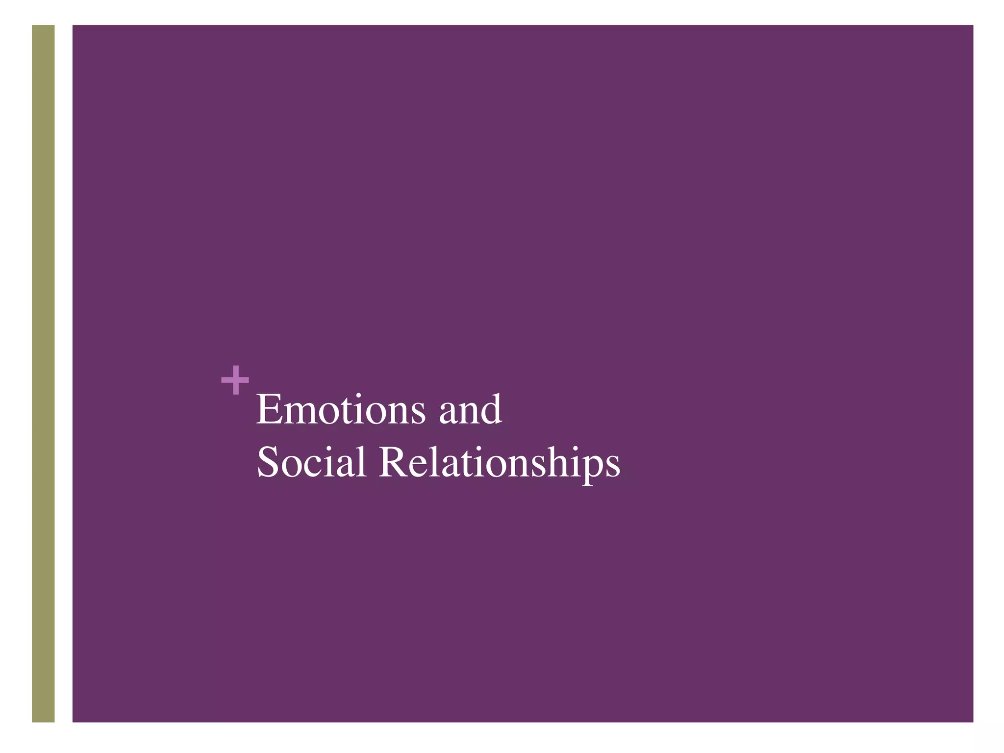 +
Emotions and  
Social Relationships
 