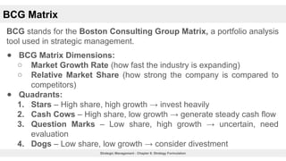 Strategic Management: Chapter 6 Strategy Formulation | PPTX