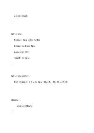 color: black;
}
table img {
border: 1px solid #ddd;
border-radius: 4px;
padding: 5px;
width: 150px;
}
table img:hover {
box-shadow: 0 0 2px 1px rgba(0, 140, 186, 0.5);
}
iframe {
display:block;
}
 