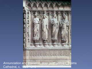 Annunciation  and  Visitation , door jamb statues, Reims Cathedral, c. 1225-1245 