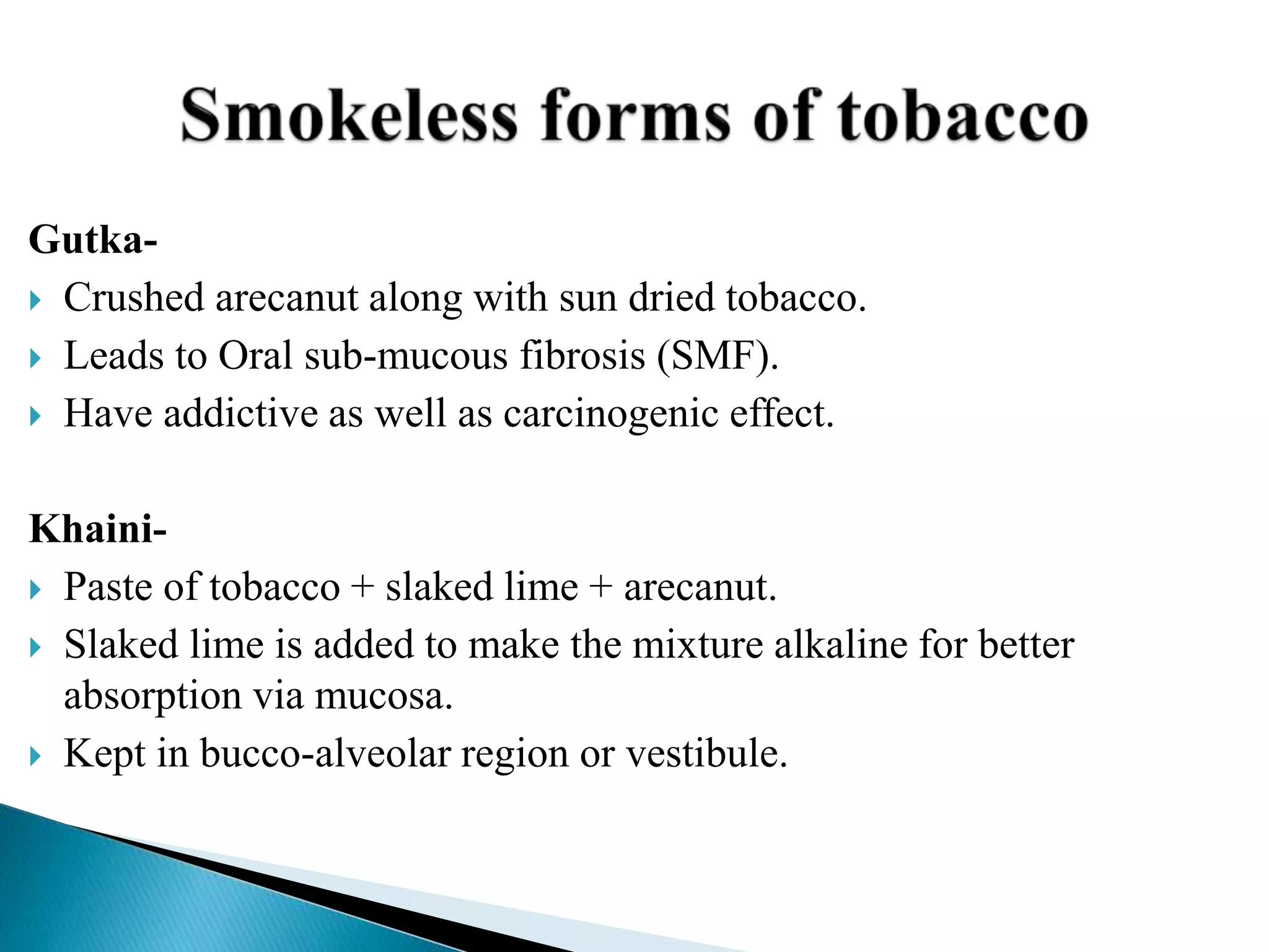 forms of tobacco kinds of tobacco smoke Products