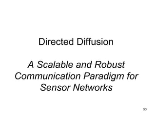 Directed Diffusion
A Scalable and Robust
Communication Paradigm for
Sensor Networks
53
 
