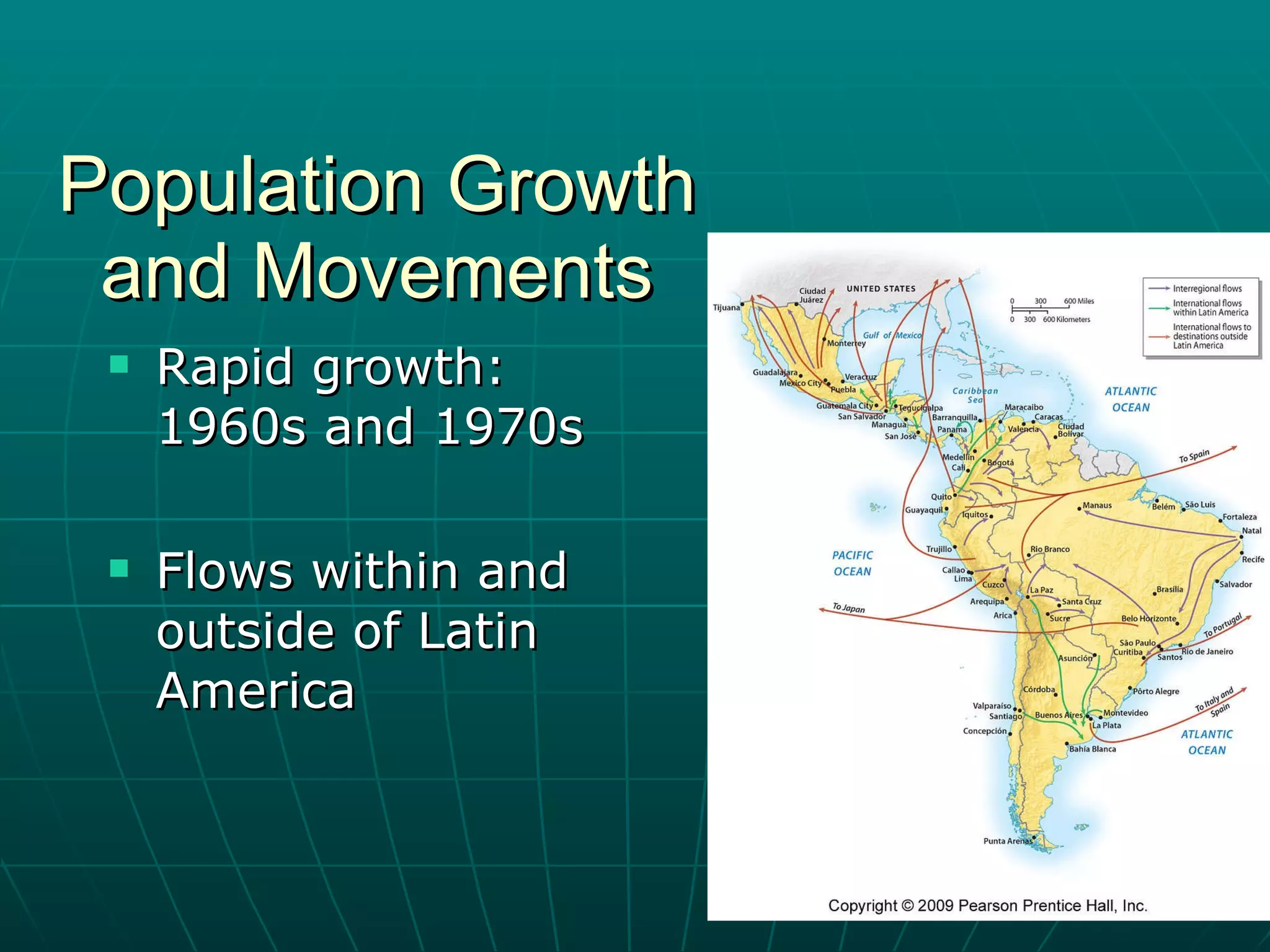 Population Growth and Movements Rapid growth:  1960s and 1970s Flows within and outside of Latin America 