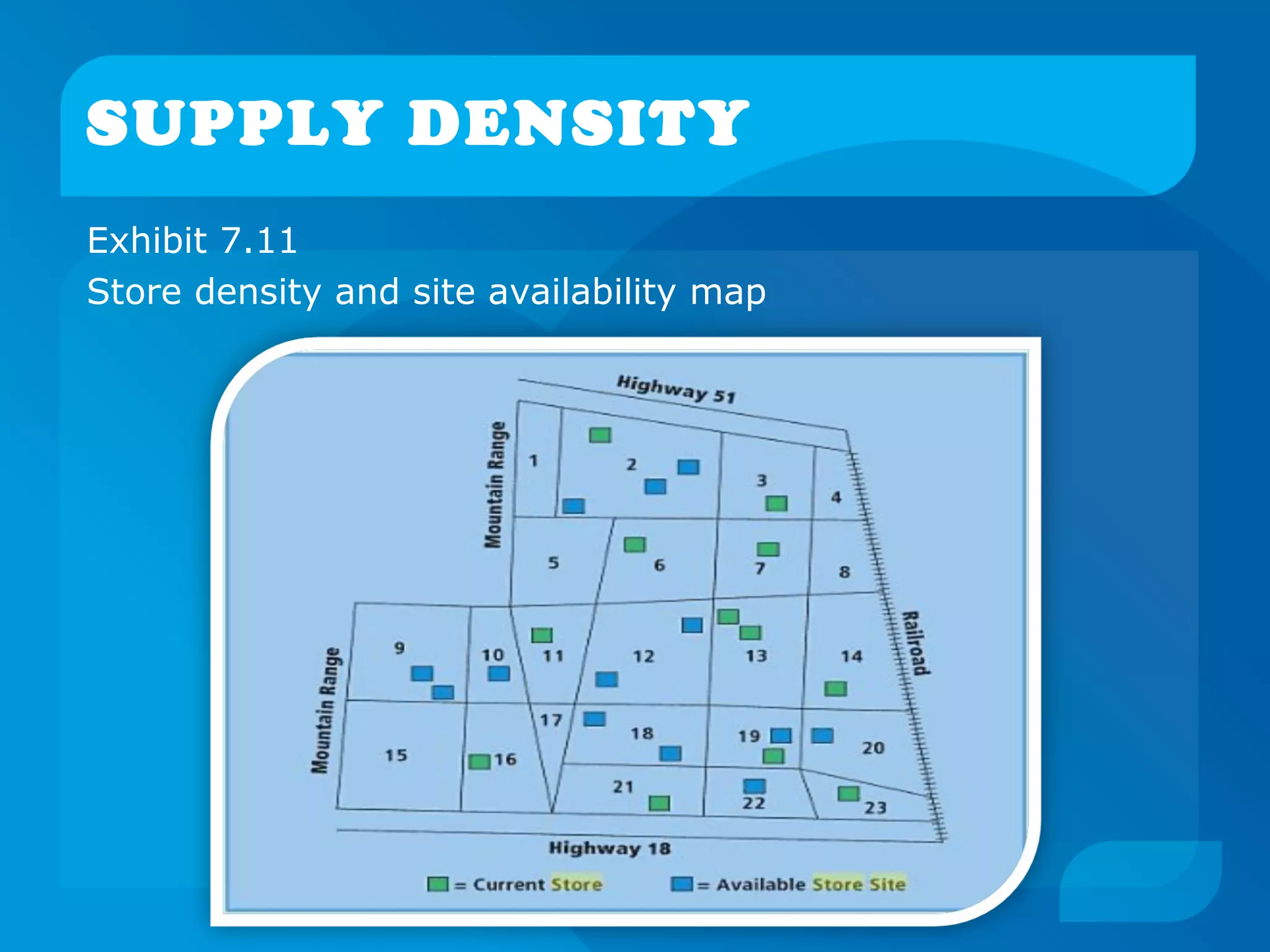 SUPPLY DENSITY
Exhibit 7.11
Store density and site availability map
 