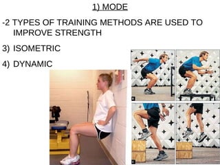 1) MODE -2 TYPES OF TRAINING METHODS ARE USED TO IMPROVE STRENGTH ISOMETRIC DYNAMIC 
