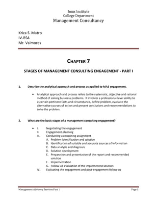 CHAPTER 7<br />STAGES OF MANAGEMENT CONSULTING ENGAGEMENT - PART I<br />,[object Object]