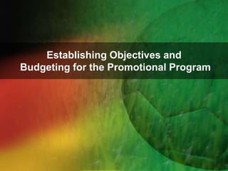Establishing Objectives and
Budgeting for the Promotional Program
 