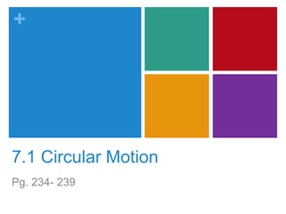+
7.1 Circular Motion
Pg. 234- 239
 