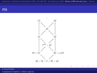 Introduction Probabilistic Turing Machines (PTM) RP, coRP, ZPP Error Reduction for BPP Relation of BPP with other classes Summary
PH
S. Arora, B. Barak
Computational Complexity: A Modern Approach
 