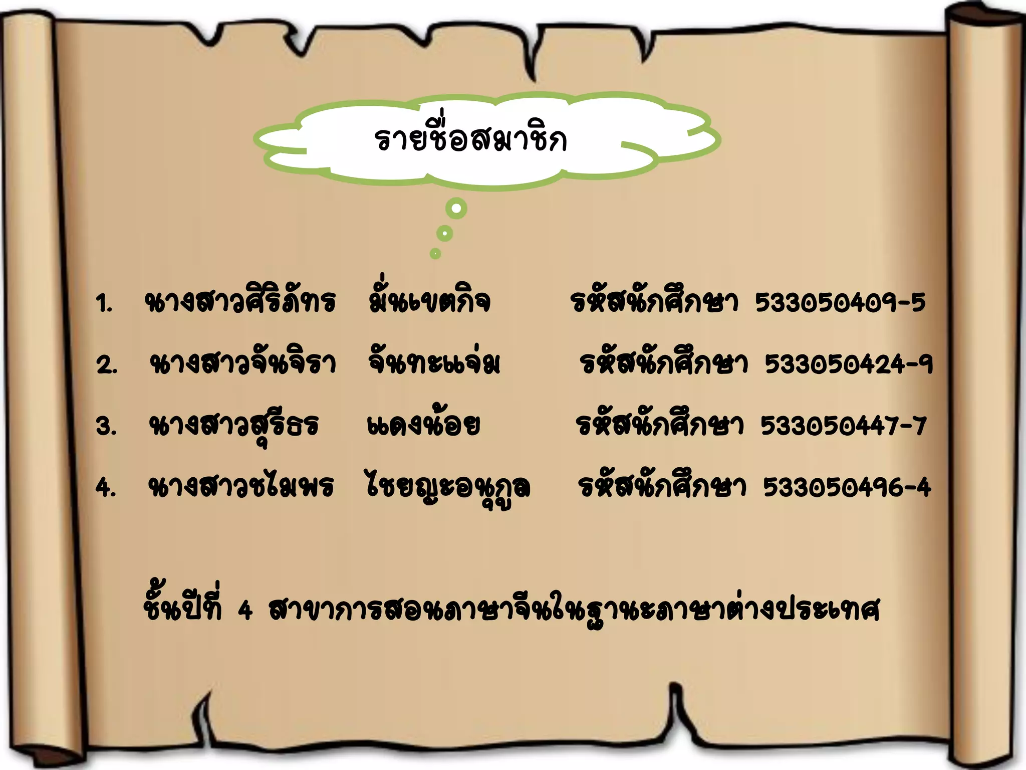 รายชื่อสมาชิก
 