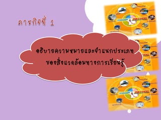อธิบายความหมายและจาแนกประเภท
ของสิ่งแวดล้อมทางการเรียนรู้
 