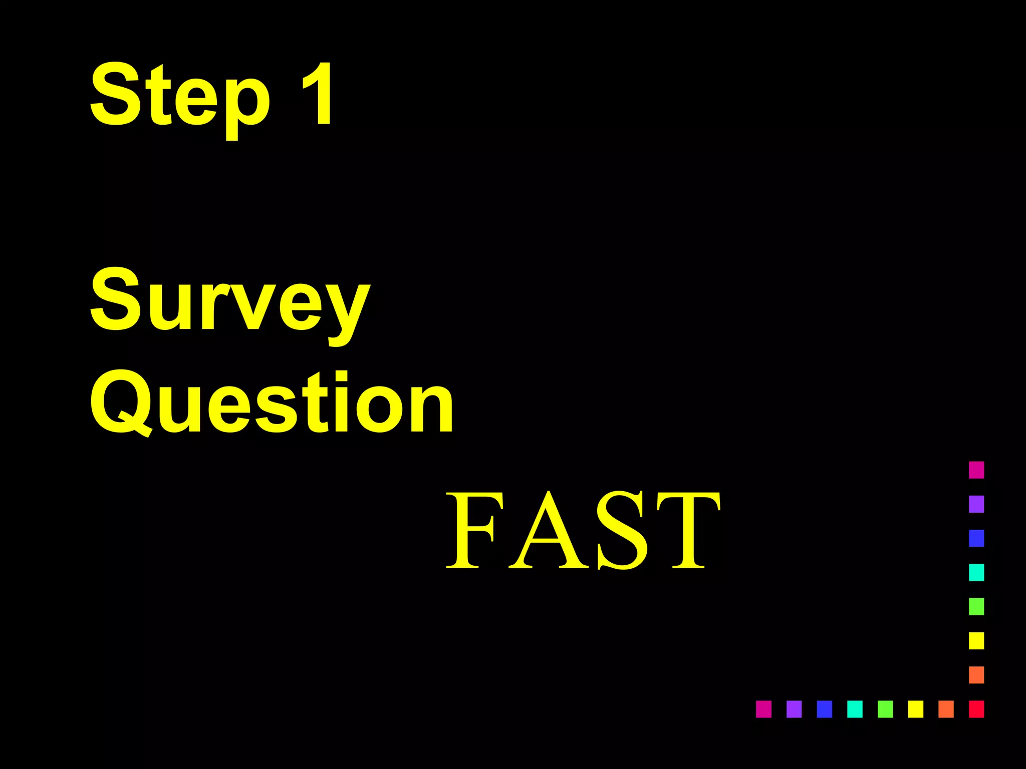 Step 1
Survey
Question
FAST
 
