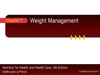 Nutrition for Health and Health Care, 5th Edition
DeBruyne ■ Pinna © Cengage Learning 2014
Weight ManagementChapter 7
 