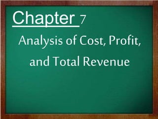 Chapter 7
Analysis of Cost, Profit,
and Total Revenue
 