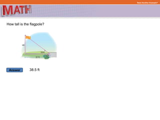Answer
Need Another Example?
How tall is the flagpole?
38.5 ft
 