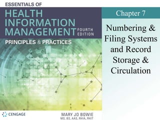 Chapter 7
Numbering &
Filing Systems
and Record
Storage &
Circulation
 