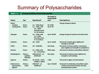 40
Summary of Polysaccharides
 