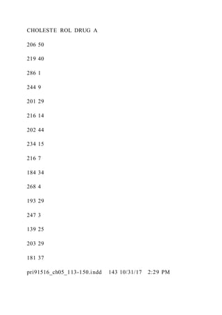 CHOLESTE ROL DRUG A
206 50
219 40
286 1
244 9
201 29
216 14
202 44
234 15
216 7
184 34
268 4
193 29
247 3
139 25
203 29
181 37
pri91516_ch05_113-150.indd 143 10/31/17 2:29 PM
 