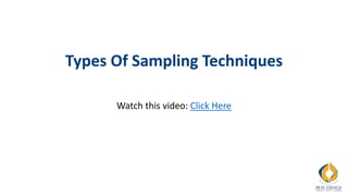Types Of Sampling Techniques
Watch this video: Click Here
 