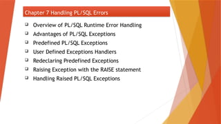Exception handling in oracle PL/SQL pptx | PPTX