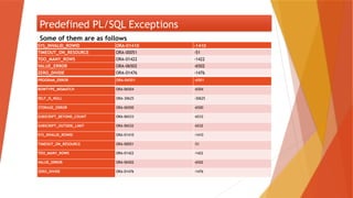 Exception handling in oracle PL/SQL pptx | PPTX