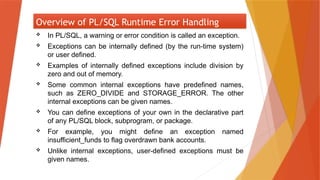 Exception handling in oracle PL/SQL pptx | PPTX