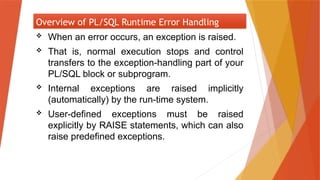 Exception handling in oracle PL/SQL pptx | PPTX