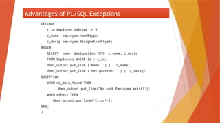 Exception handling in oracle PL/SQL pptx | PPTX