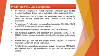 Exception handling in oracle PL/SQL pptx | PPTX