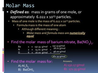 Chapter 7.3 : Using Chemical Formulas