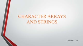 CHARACTER ARRAYS
AND STRINGS
12/6/2020 30
 