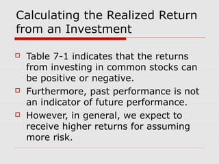 Chapter7 an introduction to risk and return | PPT