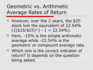 Geometric Return Rate Chapter7 an introduction to risk and return | PPT