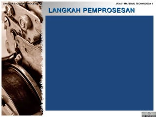 CHAPTER 7: CASTING PROCESS

JF302 – MATERIAL TECHNOLOGY 1

LANGKAH PEMPROSESAN

 