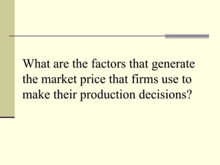 What are the factors that generate
the market price that firms use to
make their production decisions?
 
