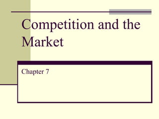 Competition and the
Market
Chapter 7
 