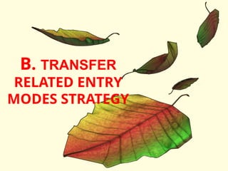 B. TRANSFER
RELATED ENTRY
MODES STRATEGY
 