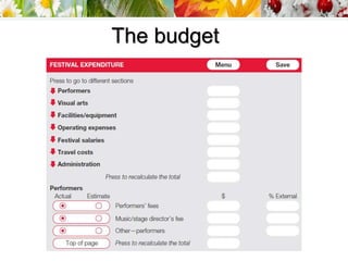 The budget
 