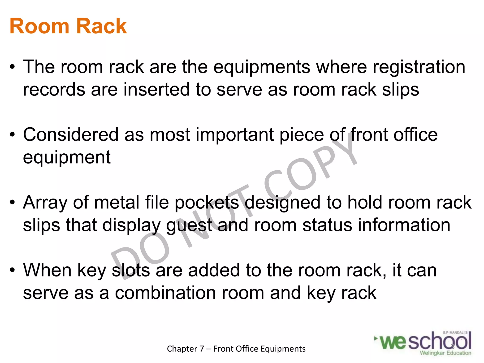 Front Office Equipments | PDF