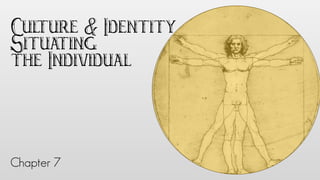 Culture & Identity
Situating
the Individual
Chapter 7
 