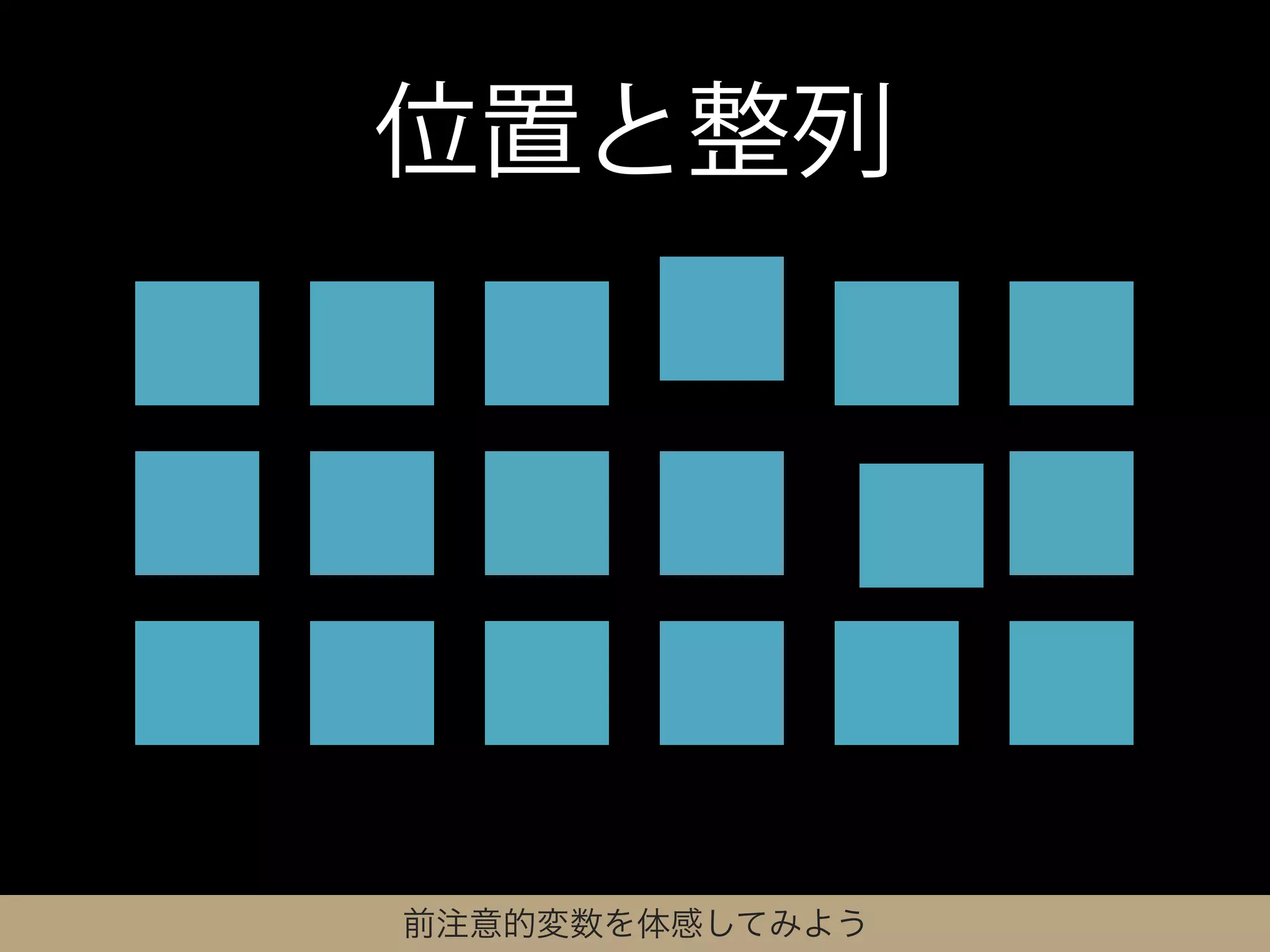 位置と整列




前注意的変数を体感してみよう
 