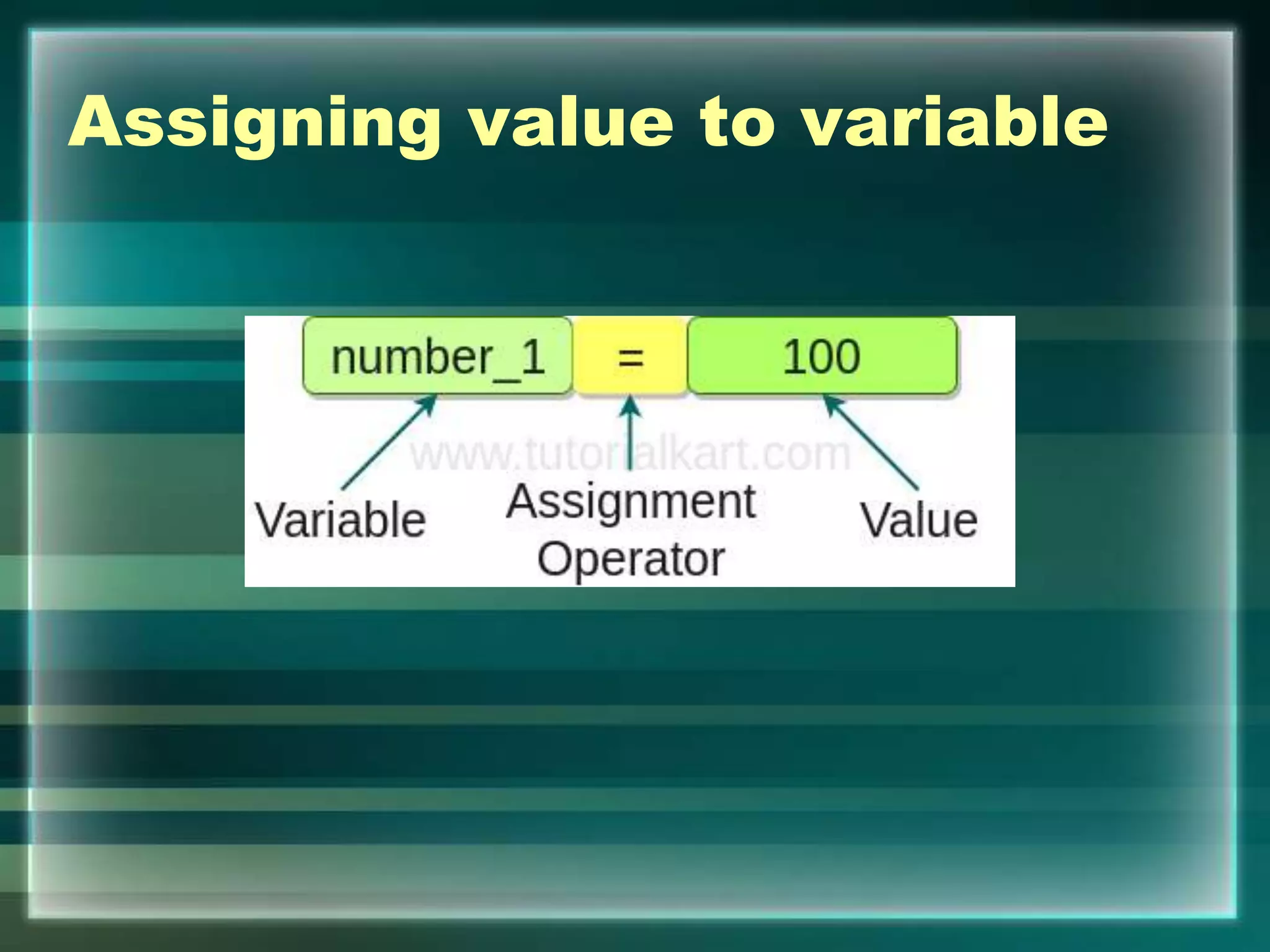 Assigning value to variable
 