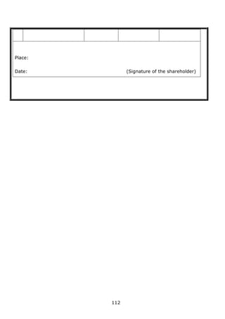 112
Place:
Date: (Signature of the shareholder)
 