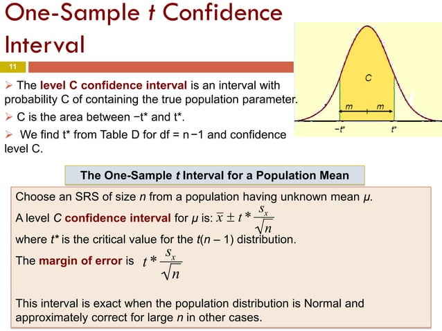 Chapter 7 : Inference for Distributions(The t Distributions, One-Sample ...