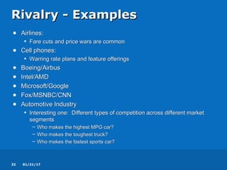 Pricing Rivalry Examples swot analysis and porters model | PPT