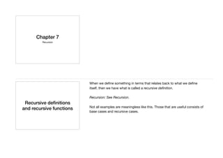 Chapter 7 recursion handouts with notes | PPT
