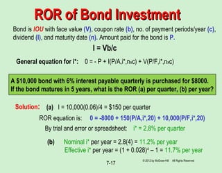 Chapter 7 ror analysis for a single alternative | PPT | Stocks and ...